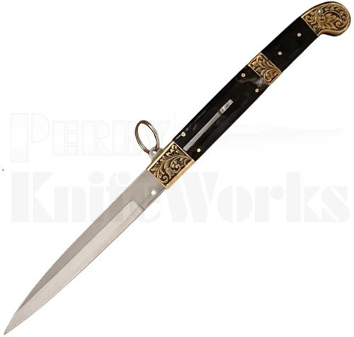 Samir Ahmad 13" Sicilian Ring Pull Buffalo Horn Automatic Knife l For Sale