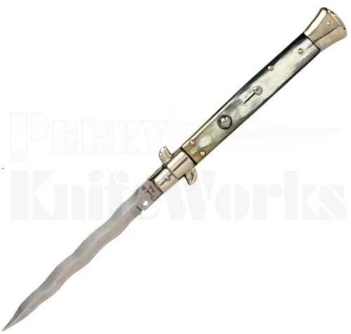 Frank B. 11" Brazilian Horn Stiletto Automatic Knife Kris Picklock l For Sale