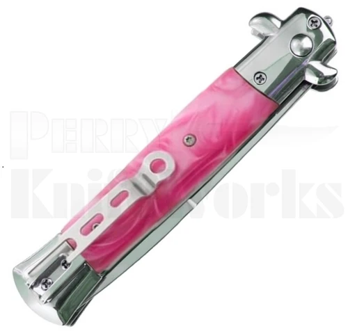 Milano 9" Stiletto Pink Pearlex Automatic Knife