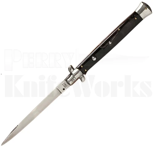 Frank B. 13" Italian Stiletto Automatic Knife Dark Horn l Swedge l For Sale