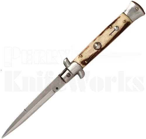Frank B. 9" Stag Horn Stiletto Automatic Knife l Bayonet l For Sale