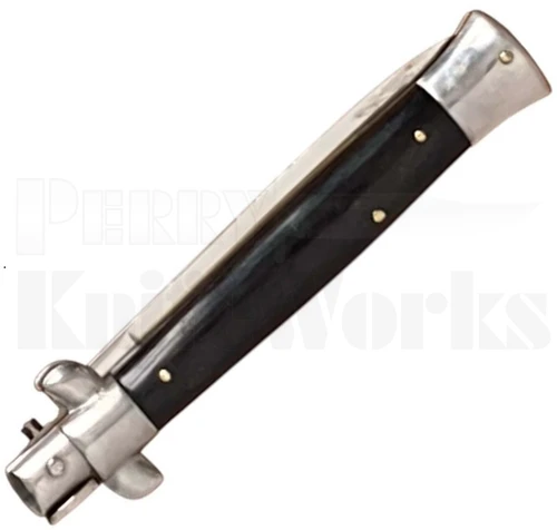 Rostfrei 9" Stiletto Automatic Knife Buffalo Horn l Flat Grind