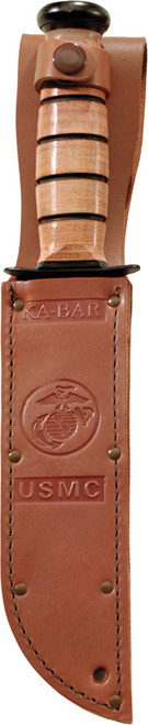 Ka-Bar USMC Fighter Plain Edge Knife - Sheath