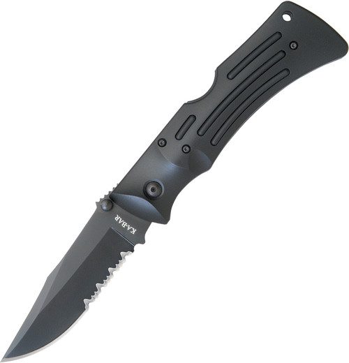 Ka-Bar Mule Black Partially Serrated Lockback Knife