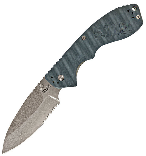 5.11 Tactical Courser 3.5 Partially Serrated Linerlock Knife (Stonewash)