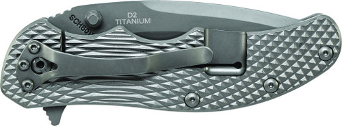 Schrade Drop Point Textured Framelock Flipper Knife (Ti Coated) - Closed