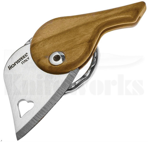 Lion Steel LionBeat Heart Olive Wood Keychain Knife (Satin)