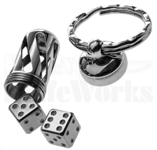 Lion Steel Acorn Stainless Steel Dice Set Keychain (2 Piece)