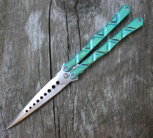 Kyle Vallotton Custom Featherweight Green Butterfly Knife (Satin)