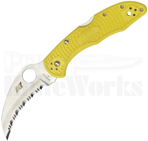 Spyderco Tasman Salt 2 Yellow Lock Back Knife Full Serrated C106SYL2 