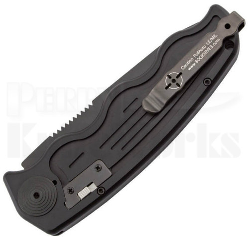 SOG TAC Tanto Automatic Knife Black Serrated ST-04 l Pocket Clip