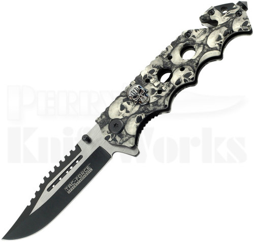 Tac-Force Gray Skull Rescue Spring Assisted Knife TF-809GY