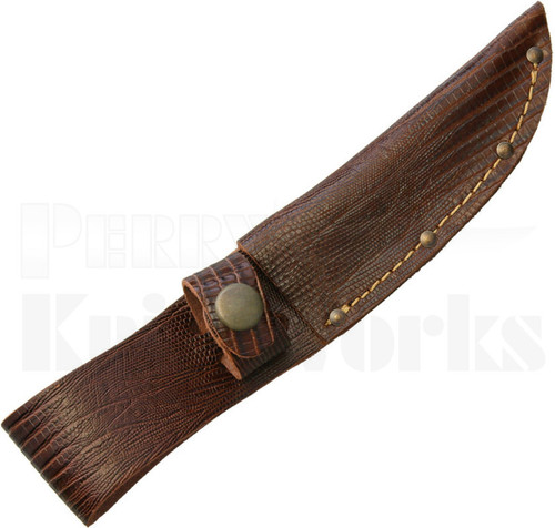 Brown Leather Fixed Blade Knife Belt Sheath Lizard Pattern