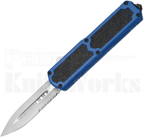 Titan Blue D/A OTF Automatic Knife Spear Point Serrated