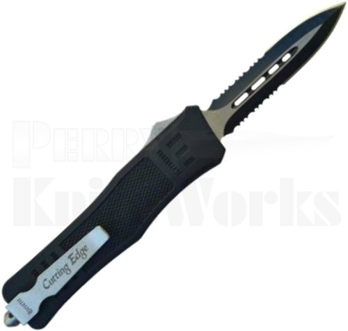 Cutting Edge Heretic Mini Black OTF Automatic Knife Spear Point Serrated