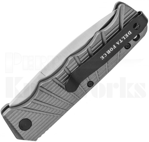 Delta Force Automatic Knife Gray Satin Serrated