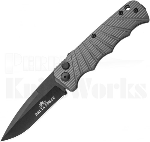 Delta Force Automatic Knife Gray Aluminum Black 440