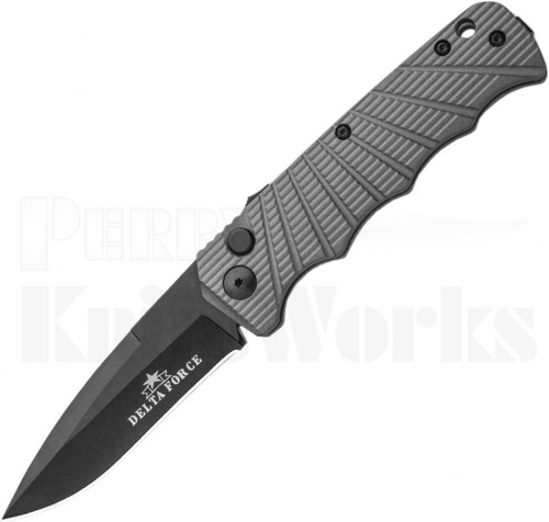 Delta Force Automatic Knife Gray Aluminum Black 440