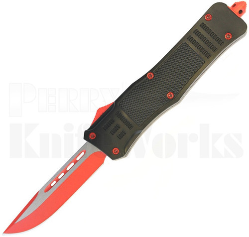 Delta Force Drop Point OTF Automatic Knife Red/Black