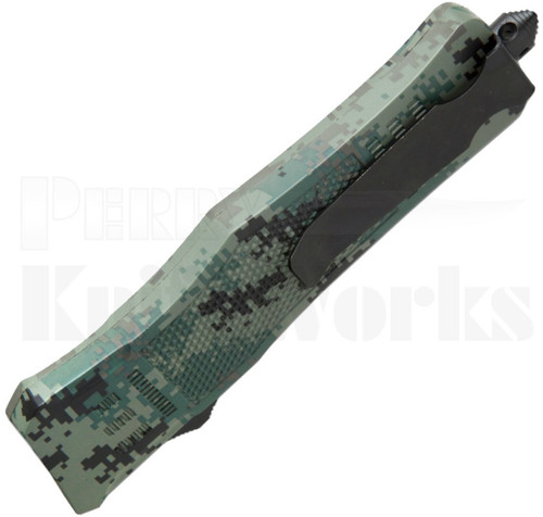 Delta Force Mini OTF Automatic Knife Green Camo Drop Point Blade l Closed