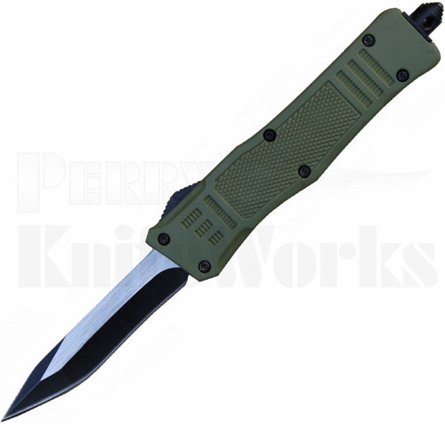 Delta Force Mini OTF Automatic Knife OD-Green Recurve Tanto Blade