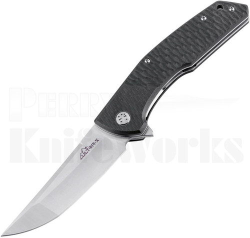 Ultra-X Rhino Liner Lock Flipper Knife Black G-10 l Stonewash Blade