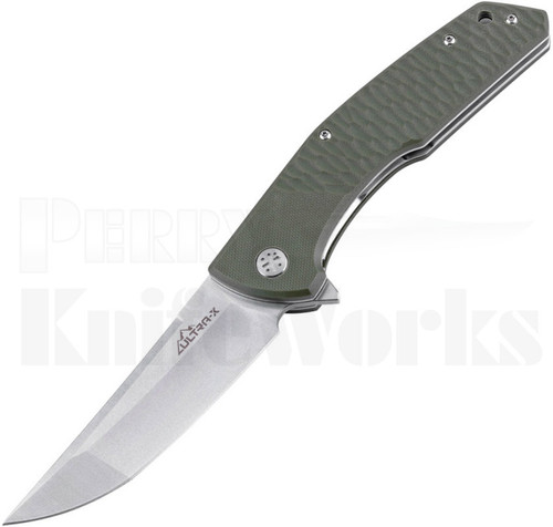 Ultra-X Rhino Liner Lock Flipper Knife Green G-10 l Satin Blade