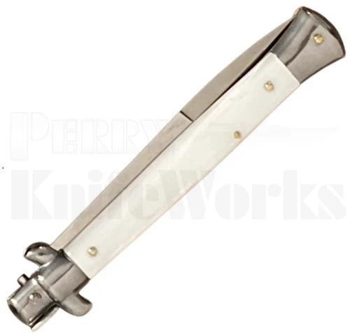 Frank B. 11" White Pearlex Stiletto Automatic Knife l Bayonet Blade