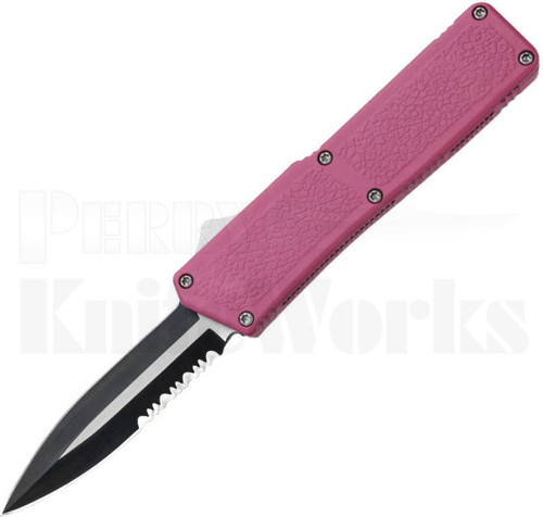 Lightning Pink D/A OTF Automatic Two-Tone Serr Double Edge Knife