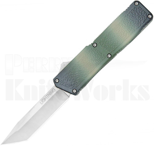 Lightning Camo D/A OTF Tanto Automatic Knife Satin Blade