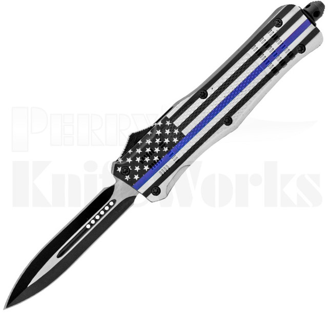 Delta Force OTF Dagger Automatic Knife Thin Blue Line
