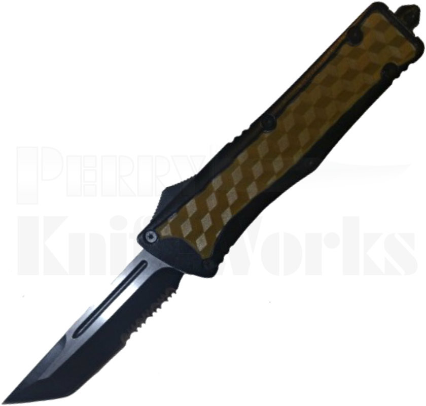 Delta Force Black/Brown Tanto Partially Serrated OTF Automatic Knife