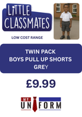 Little Classmates Boys Pull Up Shorts - GREY TWIN PACK