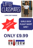 Little Classmates Box Pleat Skirt - GREY TWIN PACK