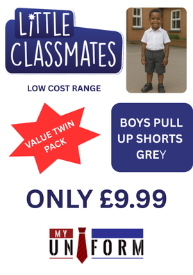 Little Classmates Boys Pull Up Shorts - GREY TWIN PACK