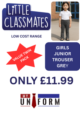 Little Classmates Girls Trousers - GREY TWIN PACK