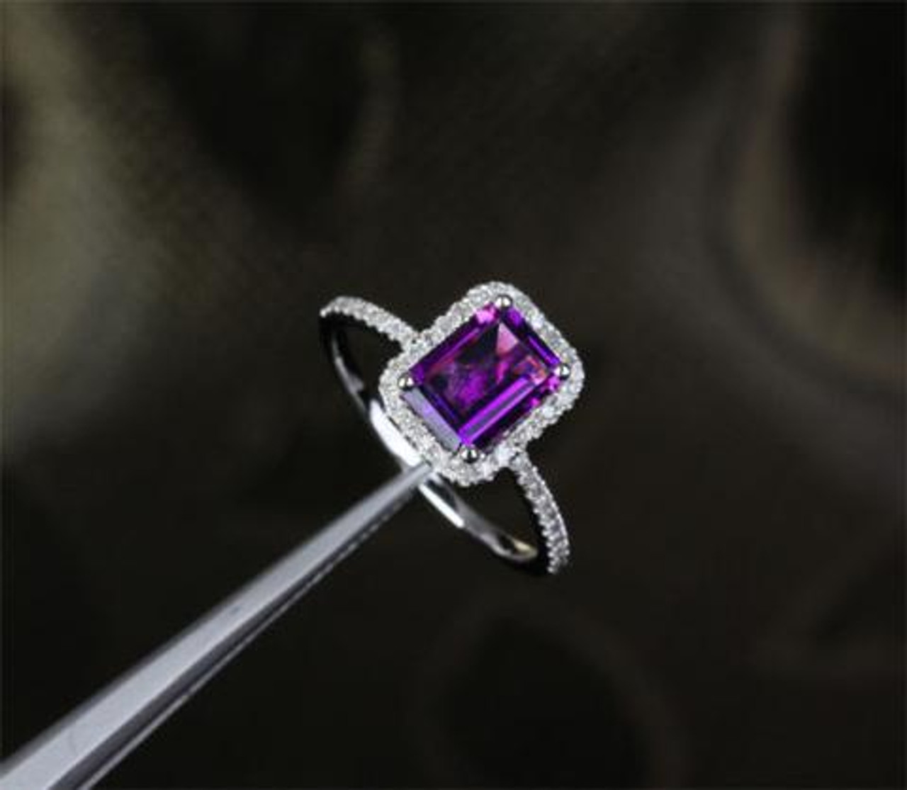 2ct round Amethyst ring rose gold vintage unique Amethyst engagement r –  Ohjewel