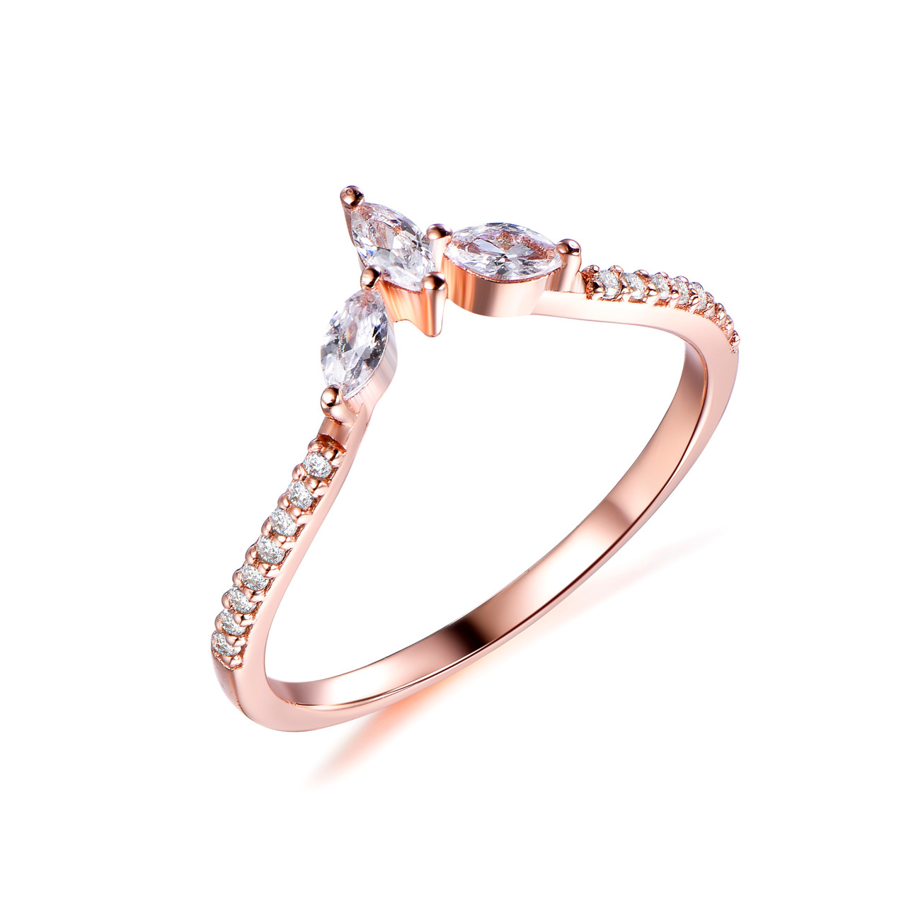 Tiara Marquise Full cut Diamond Wedding Ring, Unique