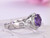 Round Amethyst Engagement Ring Baguette Diamond shank 14k White Gold 10mm