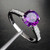 Round Amethyst Engagement Ring Pave Diamond Wedding 14K White Gold 7mm Cocktail