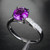 Round Amethyst Engagement Ring Pave Diamond Wedding 14K White Gold 7mm Cocktail