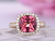 14K Yellow Gold 10mm Cushion Pink Tourmaline Engagement Ring Full Cut Diamond