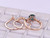 3pc Bridal Trio Set, Round Alexandrite Engagement Ring Contour Moissanite Band 14K Rose Gold 6.5mm