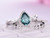 2pc Bridal Set, Twisted Band Pear Alexandrite Engagement Ring Diamond Wedding 14K White Gold 6x8mm