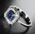 Princess Sapphire Engagement Ring Pave Diamond Wedding 14k White Gold Invisible Diamonds