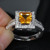 Asscher Citrine Engagement Ring Pave Diamond Wedding 14K White Gold 6mm