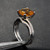 2pc Bridal Set,Cushion Citrine Engagement Ring Pave Diamond Wedding Band 14K White Gold 10mm