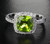 Cushion Peridot Engagement Diamond Ring 14K White Gold 8mm