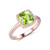 Cushion Peridot Engagement Ring Pave Diamond Halo 14K White Gold 8mm