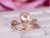 2pc Bridal Set,Pear Morganite Engagement Ring Plain Gold Band 14K Rose Gold 6x9mm